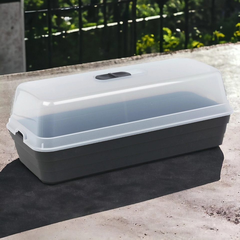 image 1 of Flower Herb Grow Planter Pot Box Kit Ventilated Lid Greenhouse Balcony Container