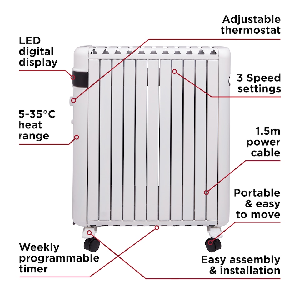 image 1 of 2.5KW Digital Oil Free Rad 24 Hour Weekly Timer WIFI