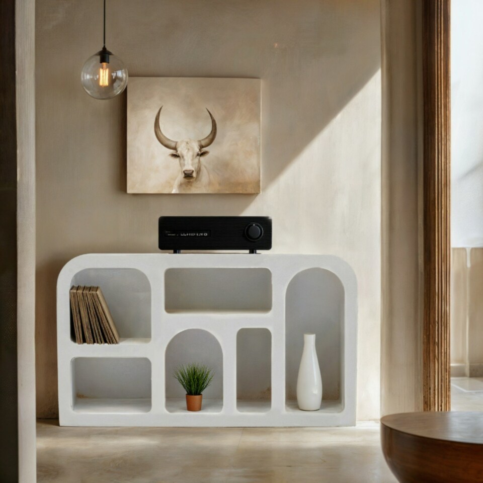 image 1 of Udaipur Wood Medium Sideboard / Display Cabinet / Bookshelf White