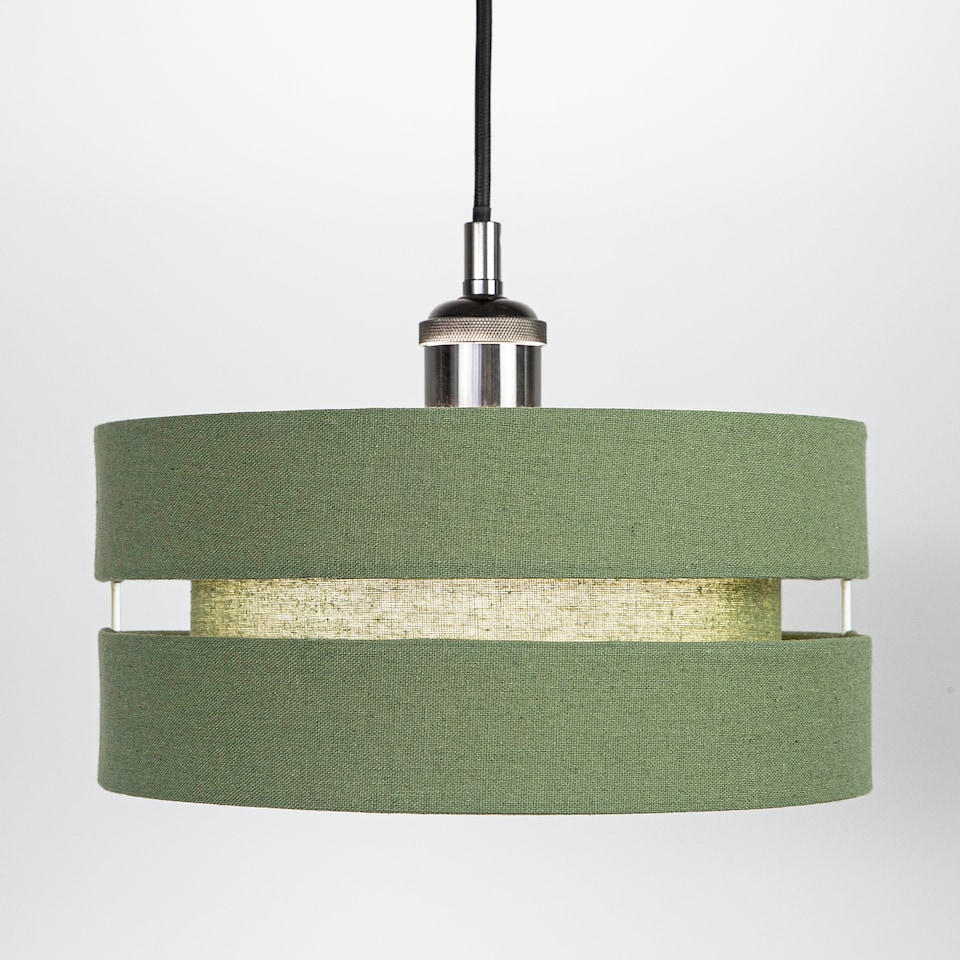 image 1 of Contemporary Olive Green Linen Fabric Triple Tier Ceiling Pendant Light Shade | Green