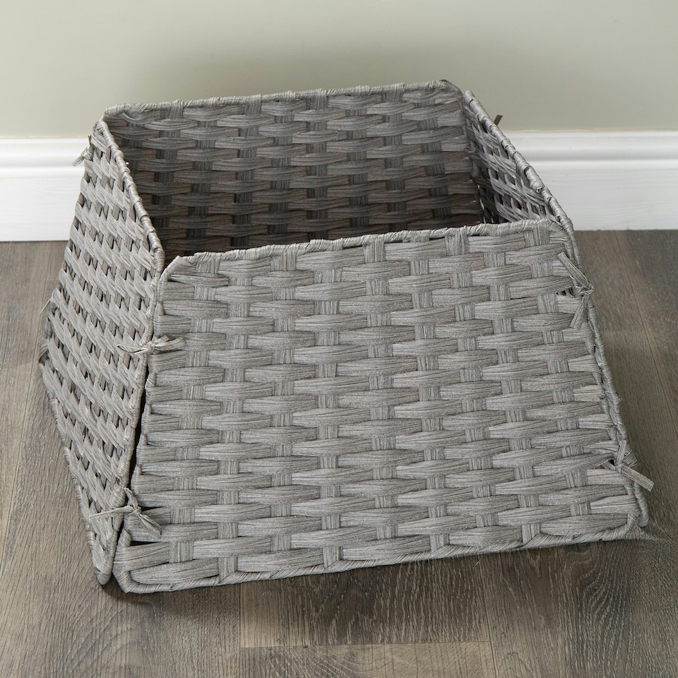 image 1 of 47cm x 46cm Samuel Alexander Foldable Rattan Christmas Tree Skirt in Grey