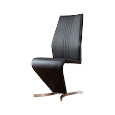 Furniturebox 2x Willow Black Faux Leather Chrome 'Z' Dining Chairs