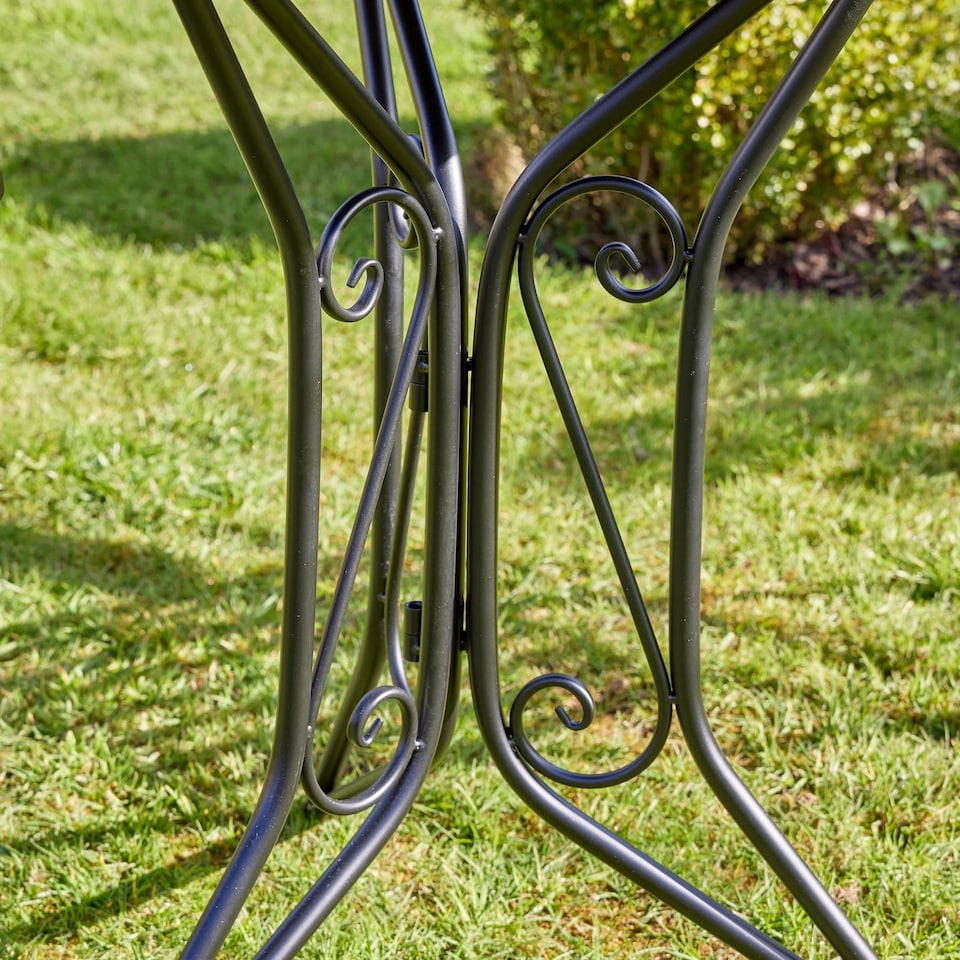image 1 of Bistro Table Set Blue Floral Mosaic Design 2 Chairs Outdoor Garden Furniture