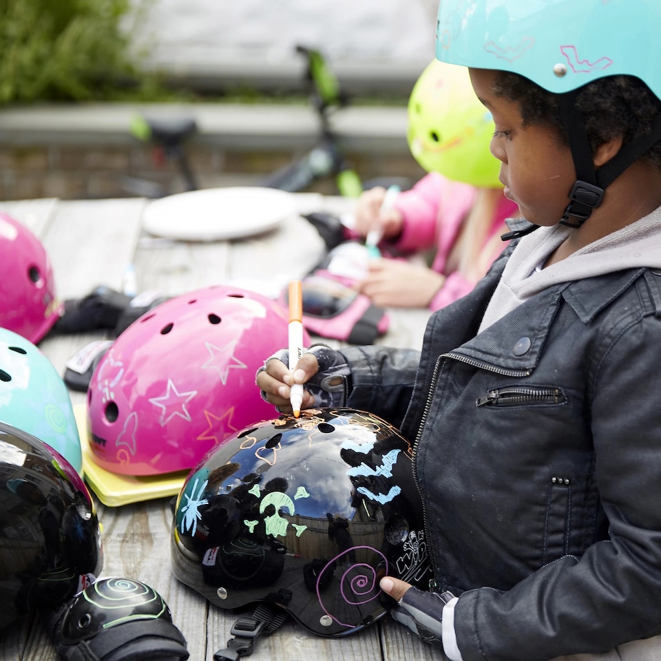 image 1 of Wipeout Dry Erase Kids Cycling Helmet - Black Gloss 5+