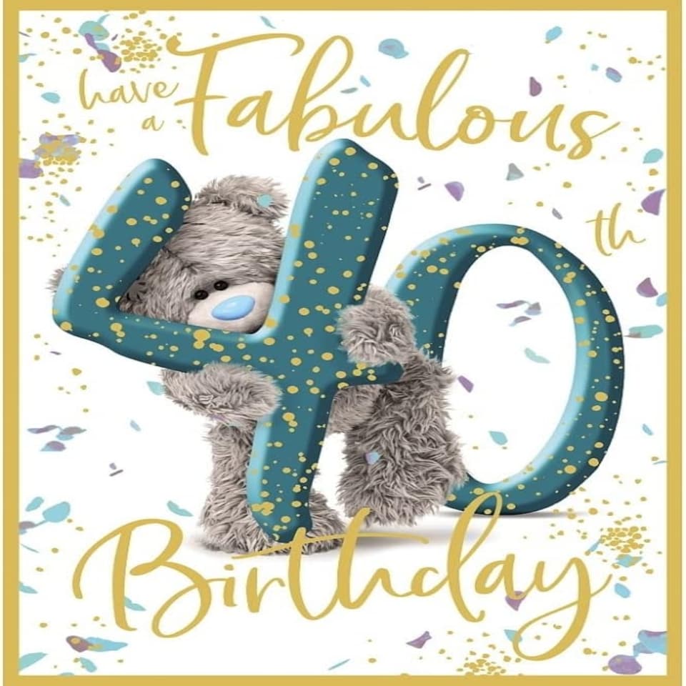 image 1 of Bear Peeking Through Fabulous 40th Birthday Card