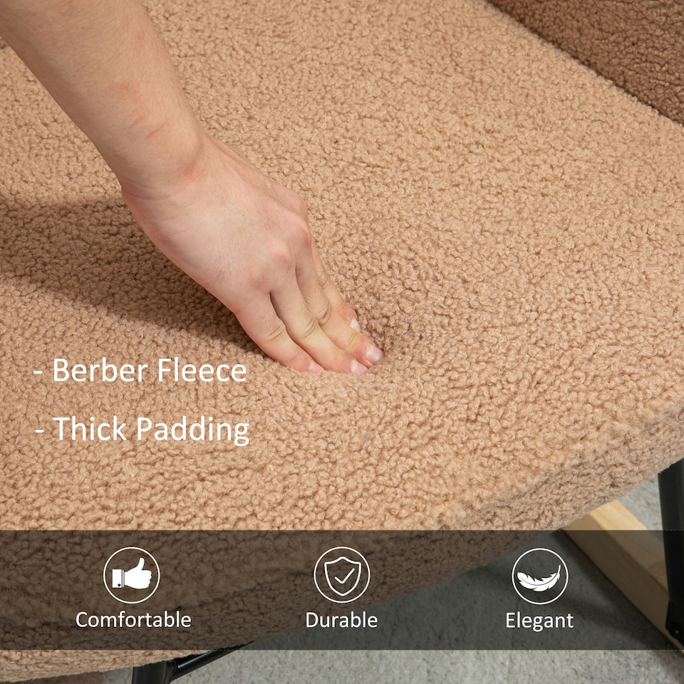 image 1 of HOMCOM Wingback Rocking Chair for Nursing w/ Steel Frame Light Brown