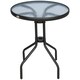 image 1 of Outsunny Outdoor Bistro Table Rounding Dining Tempered Glass Top Black φ60cm