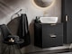 image 2 of Bathroom Vanity Unit Countertop with Basin 600mm Ribbed Textured Black Wall Hung Floating - Adel