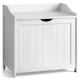 image 1 of Christow White Laundry Box Wooden Bathroom Storage Basket Linen Clothes Chest