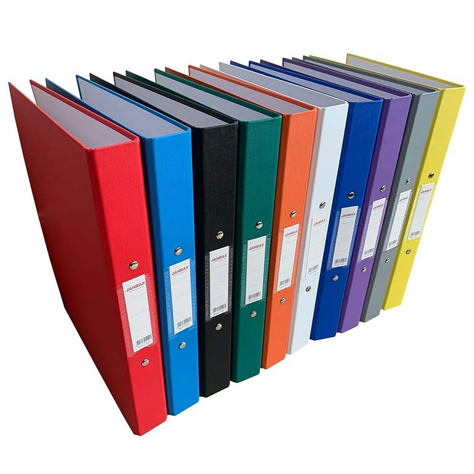 image 1 of Pack of 10 A4 Assorted Colour Paper Over Board Ring Binders by Janrax