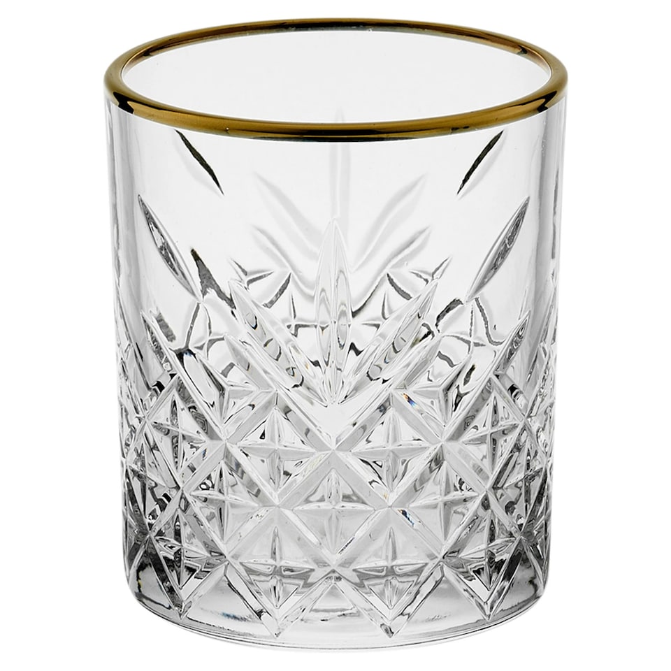 image 1 of Timeless Tumbler With Gold Rim Whiskey Glasses Cocktails 420ml | Clear | Clear | Set of 8