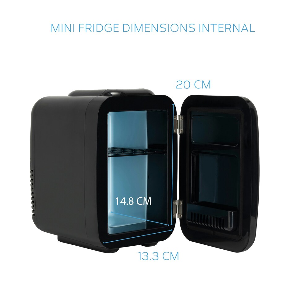 image 1 of MONCOOK Mini Fridge For Bedrooms - Portable & Quiet Mini Fridges For Skin Care, Beverages - Thermoelectric Cooler and Warmer Retro Small Fridge - 4L Full Black