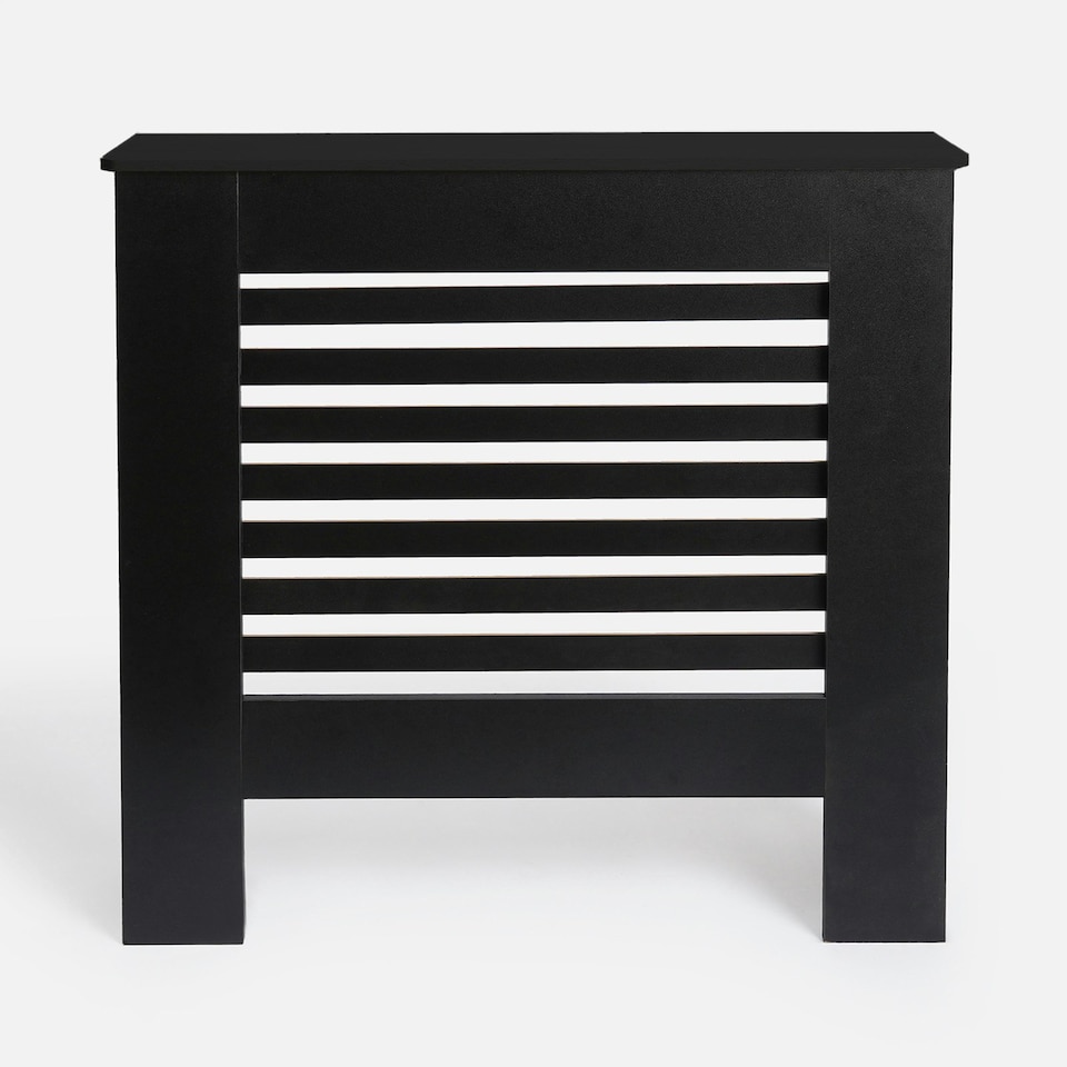 image 1 of OHS MDF Horizontal Slat Grilled Radiator Cover, Small - Black Black