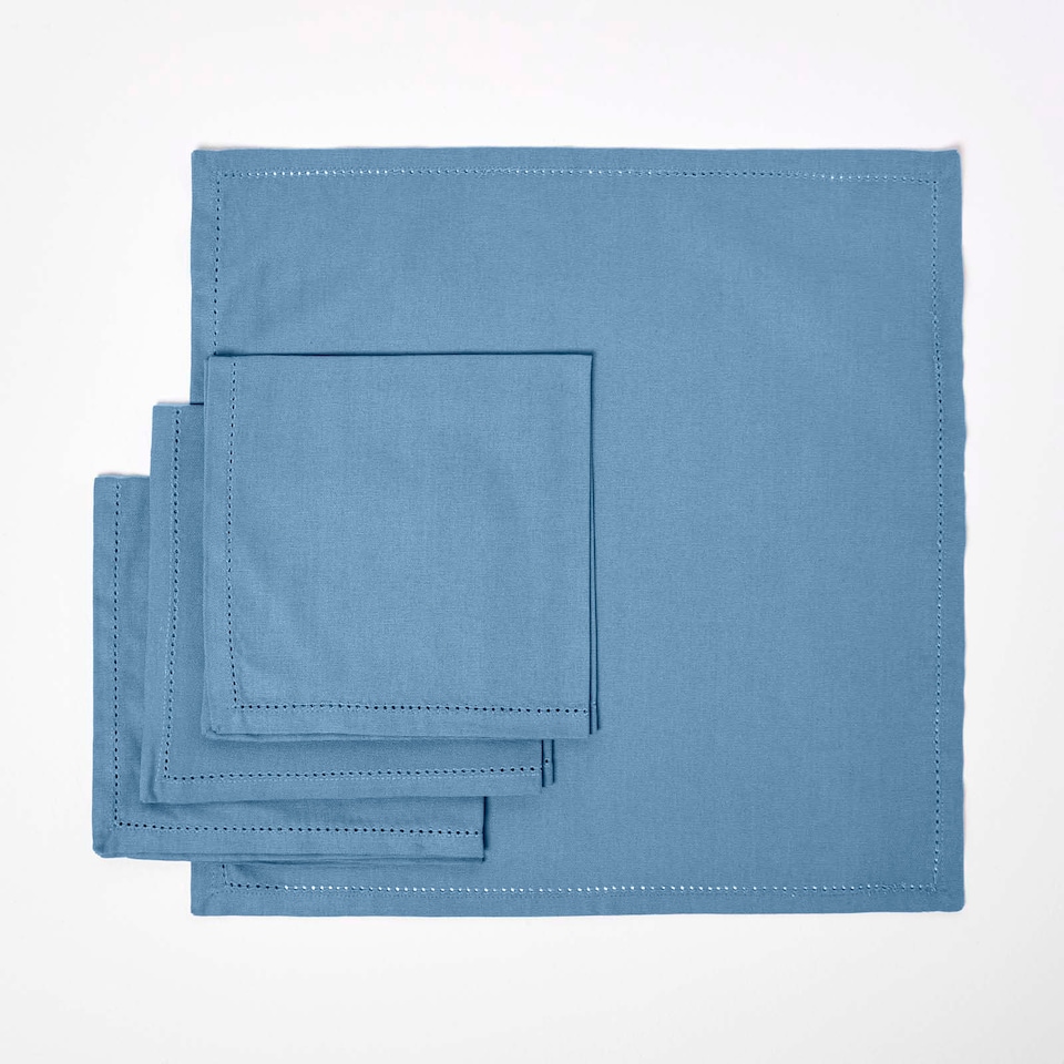 image 1 of Homescapes Airforce Blue Fabric 4 Napkins Set | Blue | One Size | 1