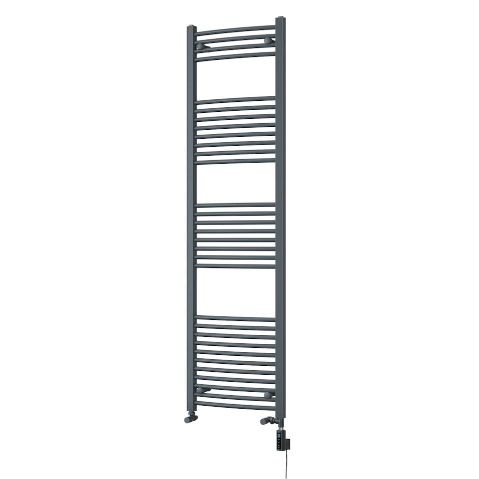 image 1 of Zennor - Anthracite Dual Fuel Towel Rail H1800mm x W500mm Thermostatic WIFI - Curved
