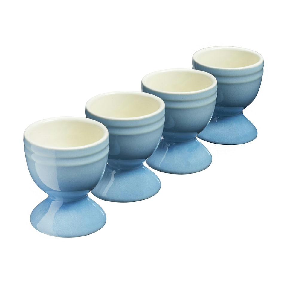 image 1 of Cooks Professional 4 Piece Egg Cup Set | Made From Durable Stoneware | Blue
