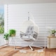 image 5 of Outsunny Hanging Egg Chair w/Stand & Cushions, Dark Grey Grey | Light Grey