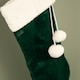 image 5 of 60cm Green Christmas Stocking with White Cuff and Pom Poms