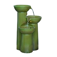 Primrose Solar Green Pouring Cascading Water Feature with Lights 40cm
