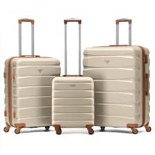Flight Knight Suitcase Set, Large Suitcase, Extra Large Suitcase, Cabin Suitcase 55x40x20cm - 60+ Airlines Approved - EasyJet, Jet2, Ryanair Priority Carry On Cream | Cream | Large