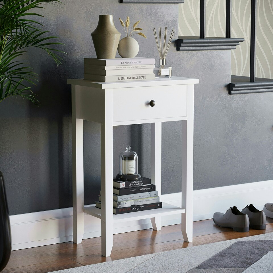 image 1 of Vida Designs Windsor 1 Drawer Console Table With Shelf, White