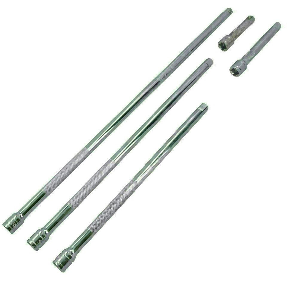 image 1 of 1/2" Drive Straight Extension Bar Set Extra Long 100mm - 600mm 5pc Set