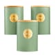 image 4 of Cooks Professional 5 Piece Ribbed Tea Coffee Sugar Bread & Biscuit Cannisters with Labels | Green | Green & Gold