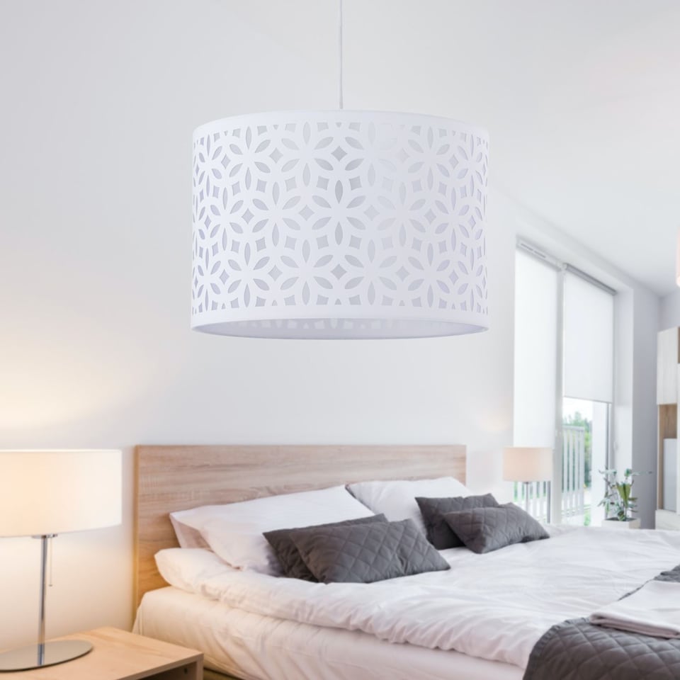 image 1 of White Laser Cut 30cm Pendant Lightshade | White | Large | 1