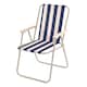 image 7 of Oypla 2x Stripey Camping Festival Party Folding Outdoor Chairs with Armrests Blue