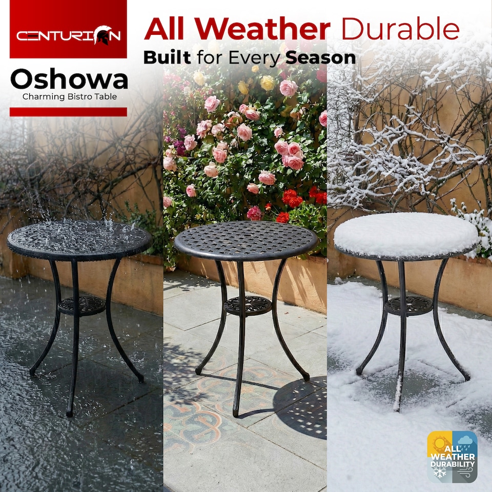 image 1 of Centurion Supports OSHOWA Black Garden and Patio Cast Aluminium Bistro Table | Black