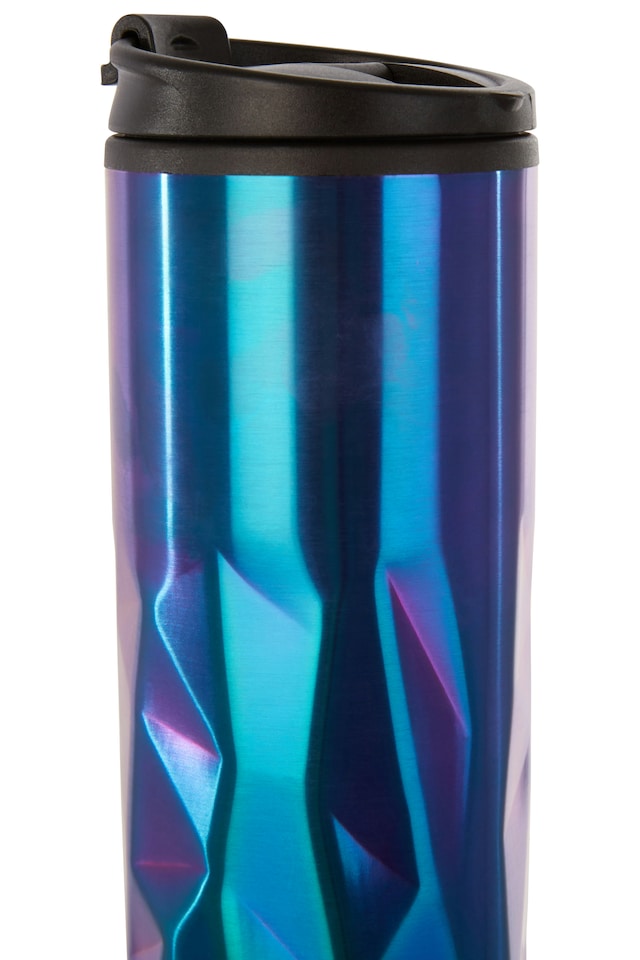 image 1 of Interiors by Premier Oil Slick Finish 450ml Insulated Stainless Steel Travel Mug, Travel Mug with Lid, Thermos Style Travel Mug