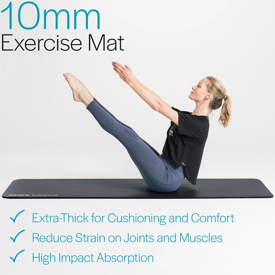 image 1 of Pilates Mat with Strap (10mm Thick) - Black