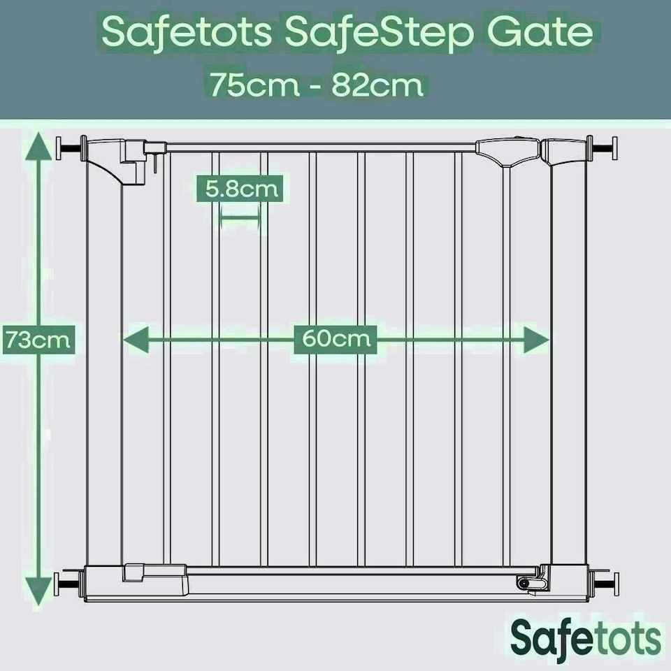 image 1 of Safetots SafeStep Gate, White, 75cm - 82cm, Extra Low Walkthrough, Pressure Fit Safety Gate, Baby Gate for Stairs and Doors