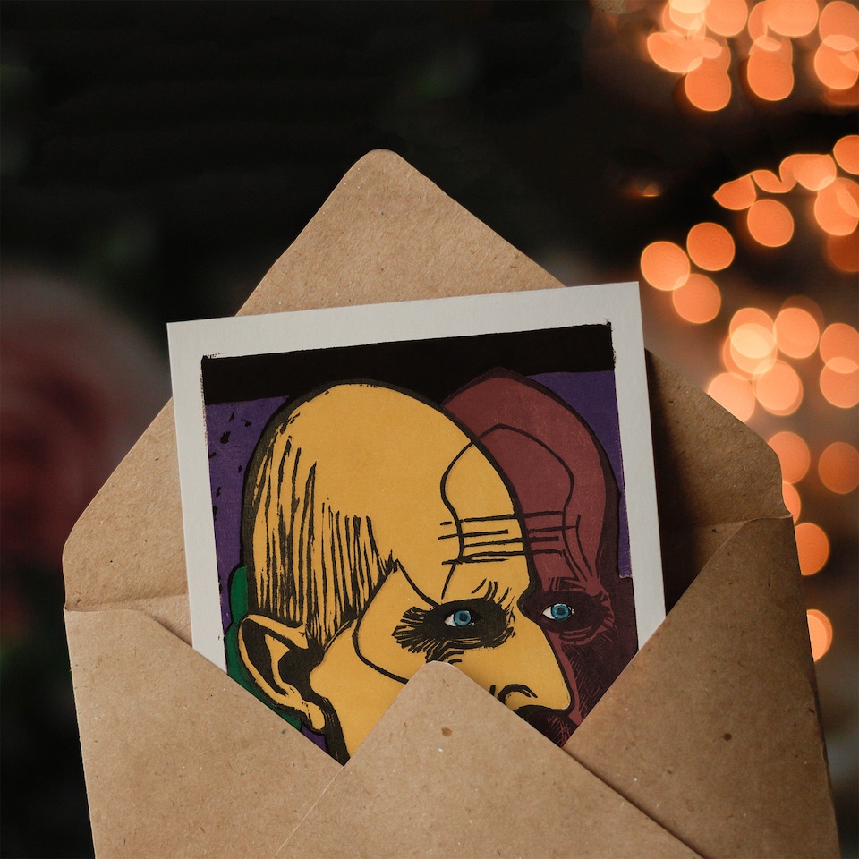 image 1 of Ernst Ludwig Kirchner Art Card Head of Dr Bauer Portrait