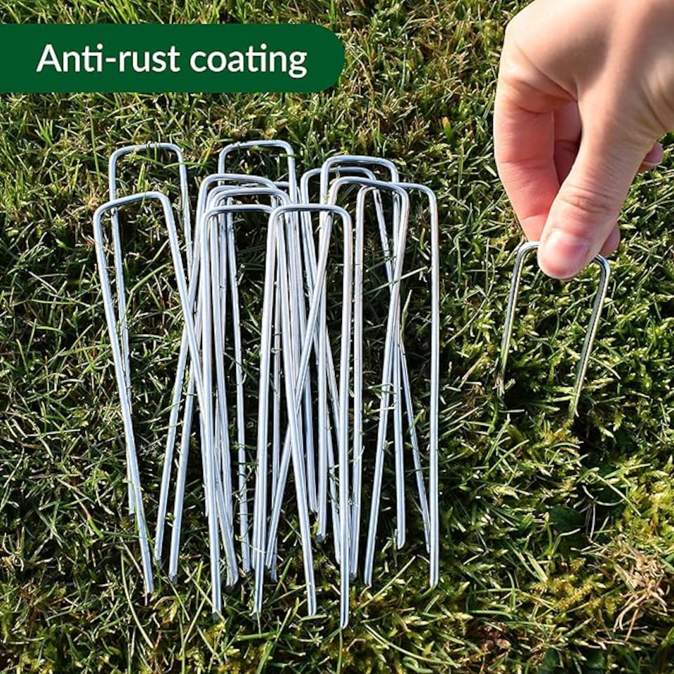 image 1 of Metal U-shaped Garden Pegs for Fixing Artificial Grass, Garden Cloth, Peat Mats and Nets