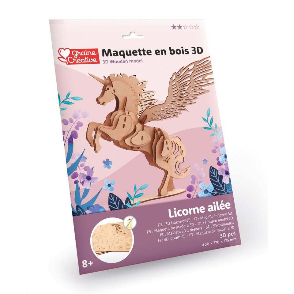 image 1 of 3D Wooden Model Kit Unicorn - Craft Gifts for 8 yrs +