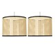 image 1 of Set of 2 Woven - 25cm Wicker Easy Fit Pendant Shades | Brown | Black | Medium | 2