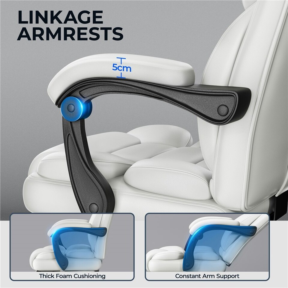 image 1 of Yaheetech Height-Adjustable Computer Chair White