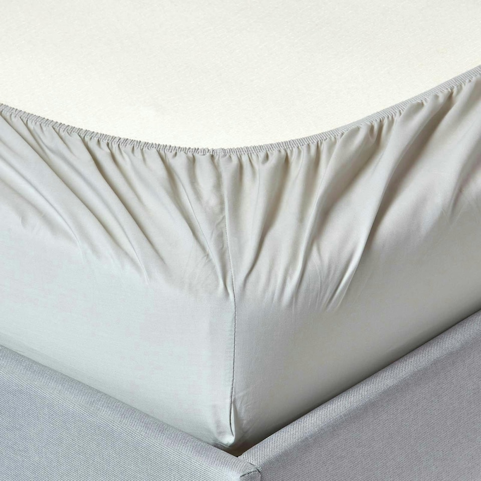 image 1 of Homescapes Silver Grey Egyptian Cotton Fitted Sheet 200 TC, Small Double | Silver | Small Double