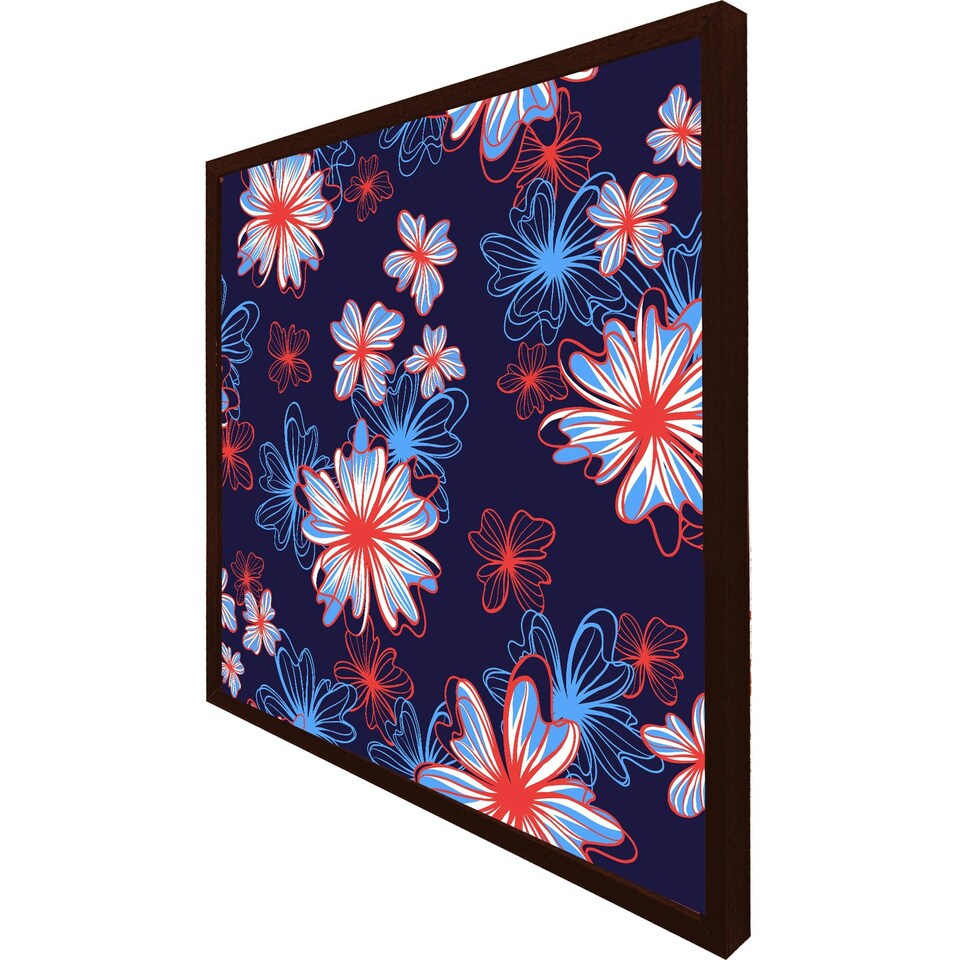 image 1 of Red, white & blue flower print (Picture Frame) Black | S