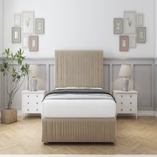 Sloomy Kingsley Almond Coniston Divan Bed With Mattress 4 Drawers With 54" Floor Standing Headboard & 12" Matching Footboard 6' Super King | Cream | Almond | Super King | 1