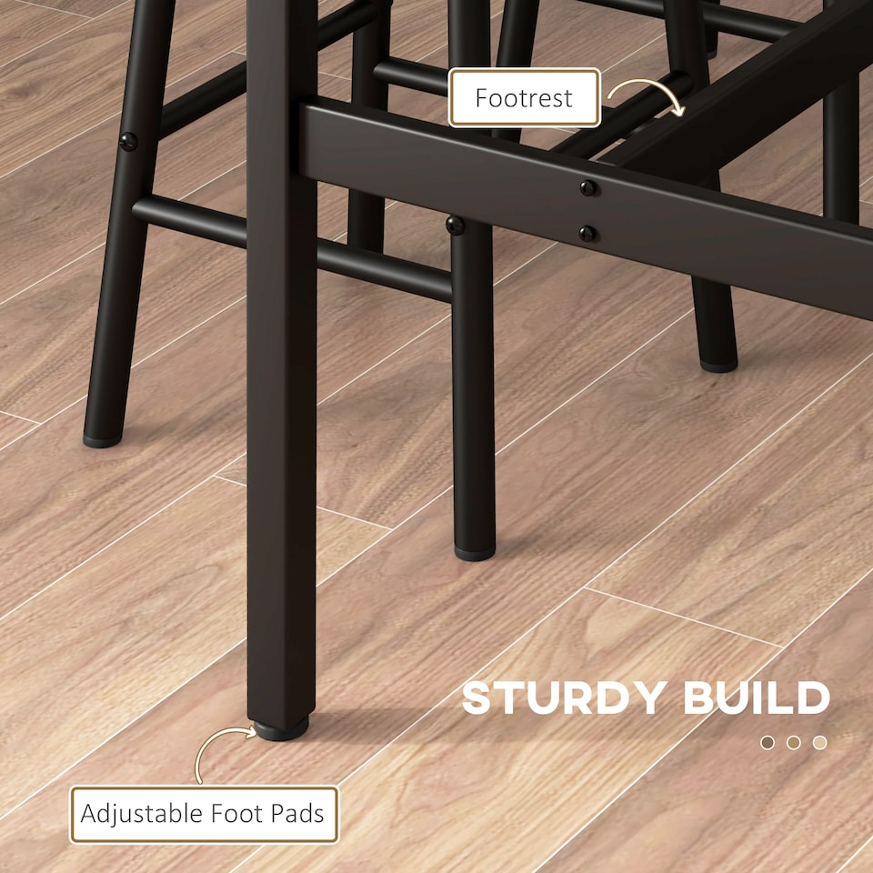 image 1 of HOMCOM 5 Piece Bar Set, Industrial Kitchen and Chair Set Rustic Brown