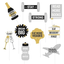 New Year Resolution Photo Booth Props - Pack of 10