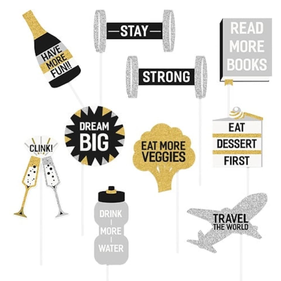 New Year Resolution Photo Booth Props - Pack of 10
