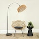 image 1 of ValueLights Louis Black Arched Curved Floor Lamp with Natural Rope Pendant Lamp Shade and LED Bulb