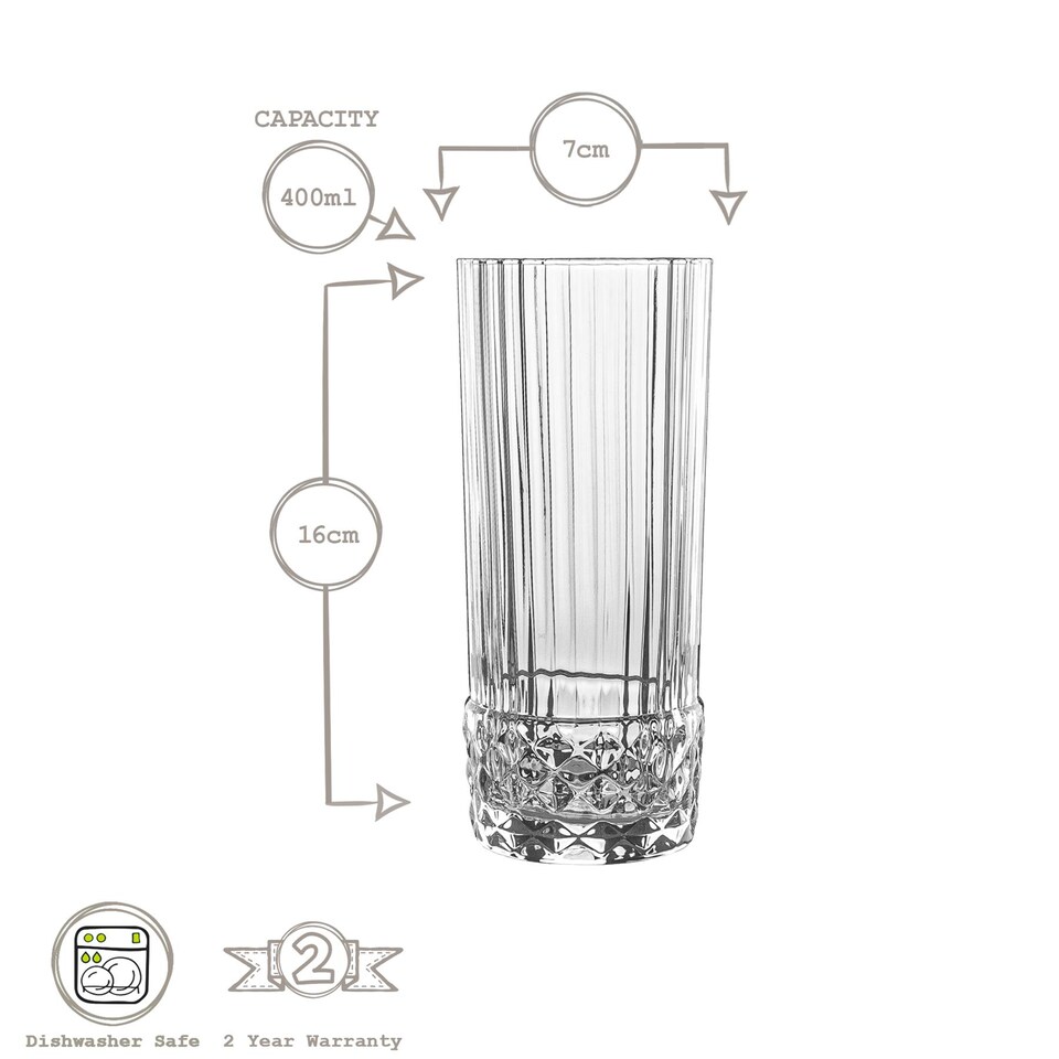 image 1 of Bormioli Rocco America '20s Highball Glasses - 400ml - Clear - Pack of 6