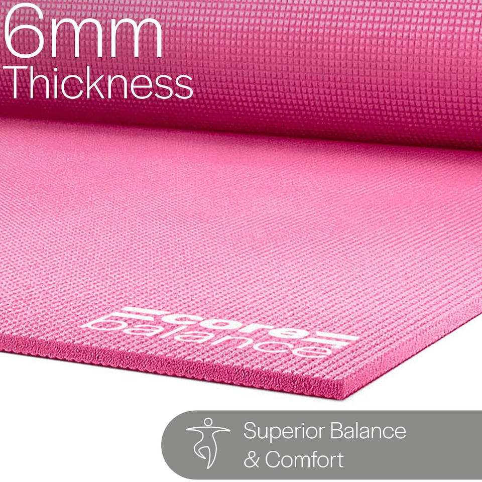 image 1 of Non Slip Yoga Mat (6mm Thick) - Pink