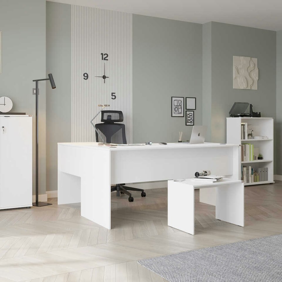 image 1 of Adore Rio Matt White Corner Desk - Large Reversible Office Desk White