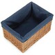 image 2 of Double Steamed Navy Cotton Lined Willow Storage Baskets Blue | S
