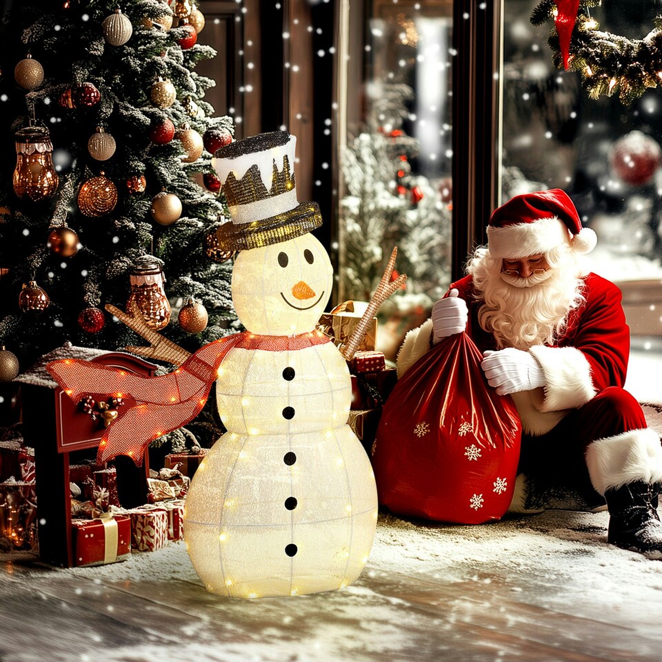 image 1 of Outsunny Lighted Christmas Snowman Waterproof Outdoor Christmas Decorations